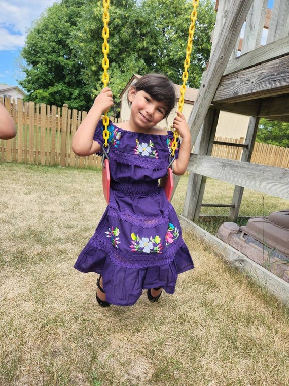 mexican dress purple Embroidered Mexican Off the Shoulder Purple dress