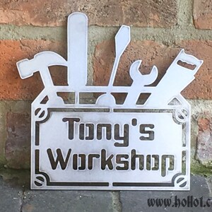 AB Tools Gusseisen-Schild 'Grandads Workshop' – 20x4 Cm, Schwarz Mit Messingschrift, Vorgebohrt