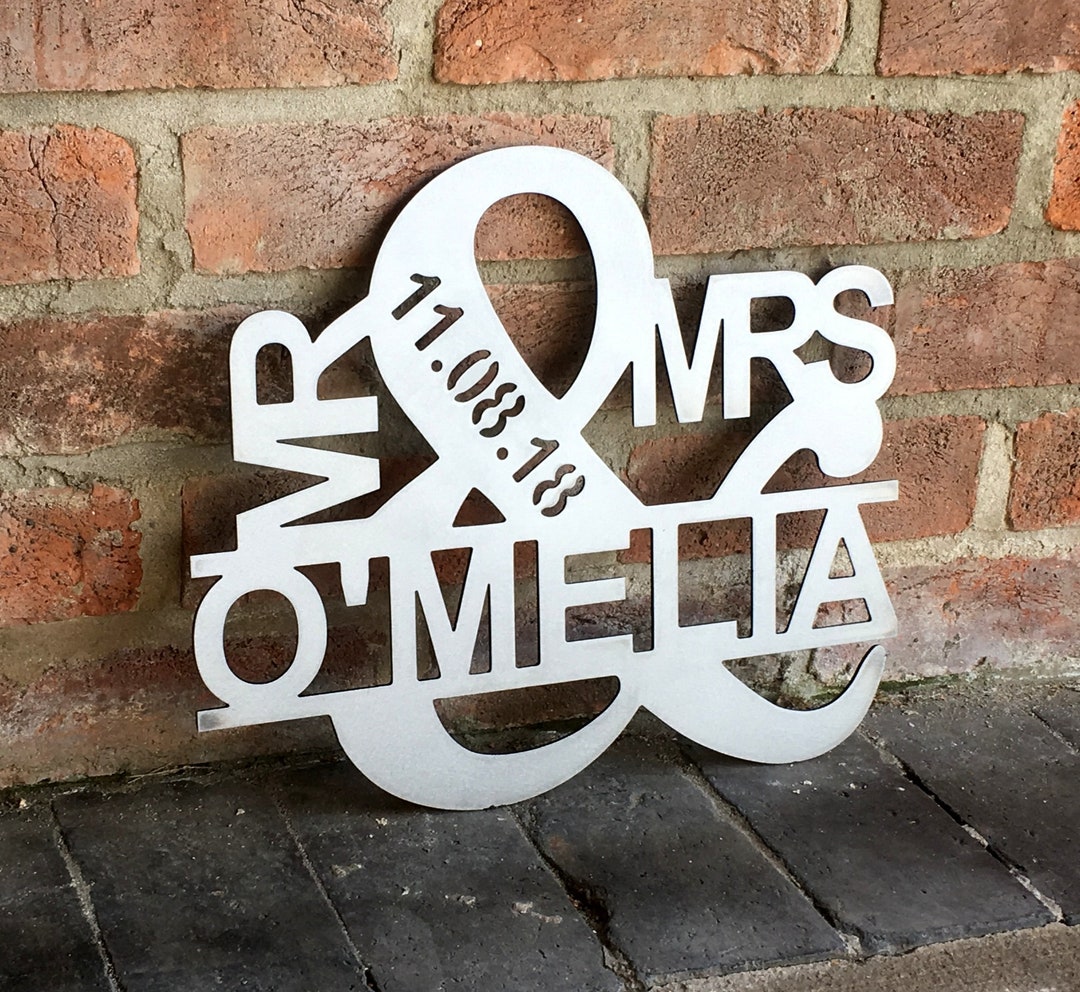 Mr & Mrs - Custom Steel Metal Sign -personalised Gift Unique Home Decor ...