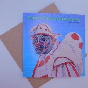 The Wicker Man 1973 Punch The Fool Hochwertige 15 x 15 cm quadratische bedruckte Textilstickerei Blank Art Card