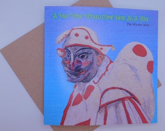 The Wicker Man 1973 Punch The Fool High Quality 15x15 cm square Printed Textile Embroidery   Blank Art Card