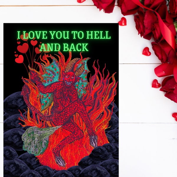 Devil Farting Weird Blank Gothic Greeting Card