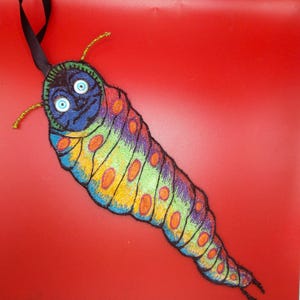 Giant Funky Embroidered Multi Colored Space Worm Alien Maggot Embroidery Decoration Chris