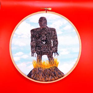 The Wicker Man iconische draad geschetst borduurwerk 7 inch hangende muurkunst hoepel