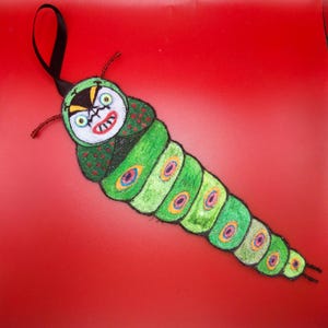 Giant Space Worm Embroidered Alien One Off Hanging Art Decoration Kirk