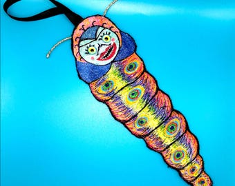 Giant Embroidered Space Worm Hanging Weird Art Ornament Sybil