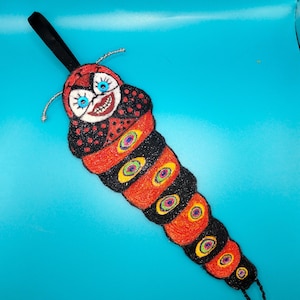Space Worm  Giant Mega Embroidered Hand Made Unique Alien Hanging Maggot Muriel