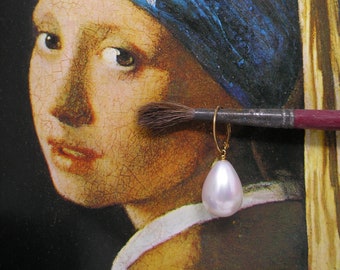 Girl with pearl earring painted necklace jewelry Vermeer Miniature Painting Anzotika Jewelry Female Portrait Silver