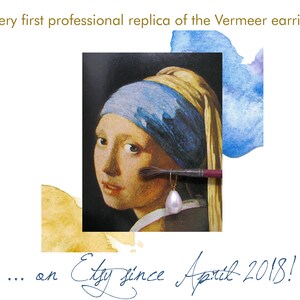 VERMEER CLASSIC Big Ohrringe aus 925er Silber und Maxi-Perle, inspiriert von Mädchen mit Turban von Jan Vermeer, Geschenk für Kunstliebhaber. Bild 2