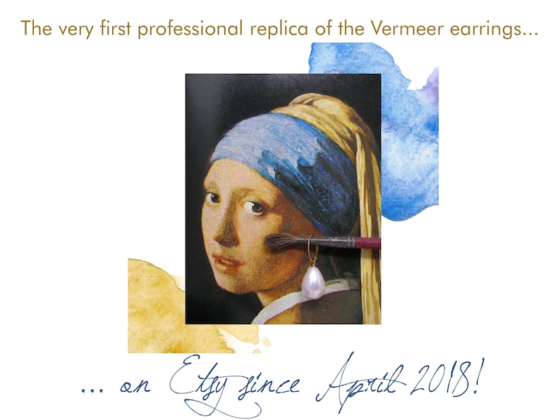 VERMEER CLASSIC Big Ohrringe aus 925er Silber und Maxi-Perle, inspiriert von Mädchen mit Turban von Jan Vermeer, Geschenk für Kunstliebhaber. Bild 2