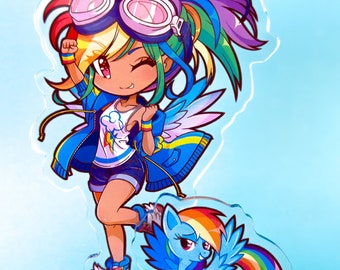 Rainbow Dash - Stand de acrílico de doble cara de 4"