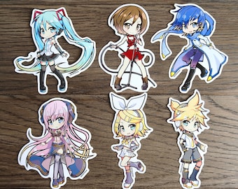 Hatsune Miku V4X, Megurine Luka V4X, Kagamine Rin & Len V4X, KAITO V3, and MEIKO V3 4&quot; Stickers