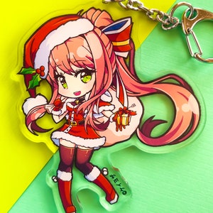 Doki Doki Literature Club Monika Santa Double Sided 3.5 Acrylic Charm image 1