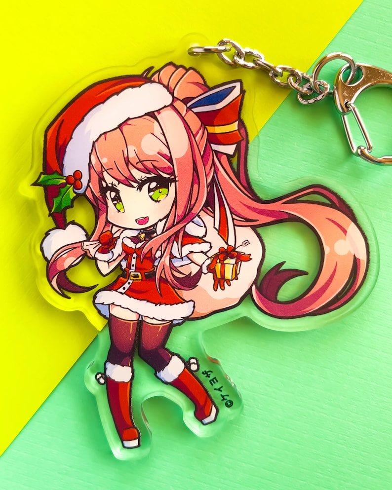 Doki Doki Literature Club Monika Santa Double Sided 3.5 Acrylic Charm image 1