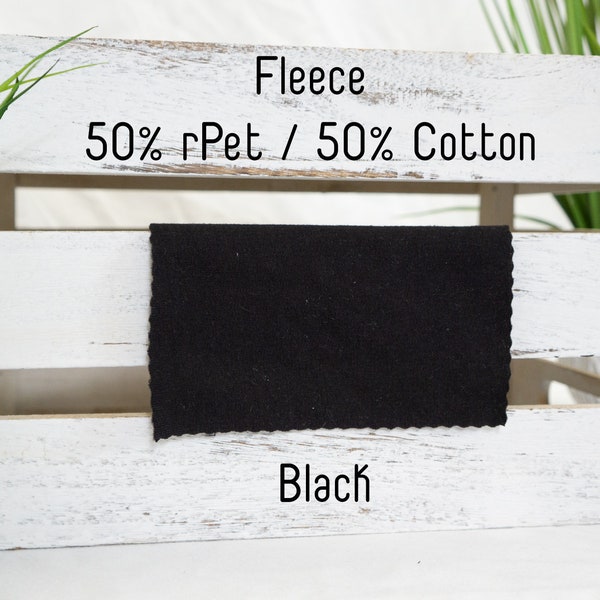 Fleece - Black - Recycled Polyester & Cotton | Eco friendly Fleece Made from Recycled Plastic Bottles | Fabric By the Yard