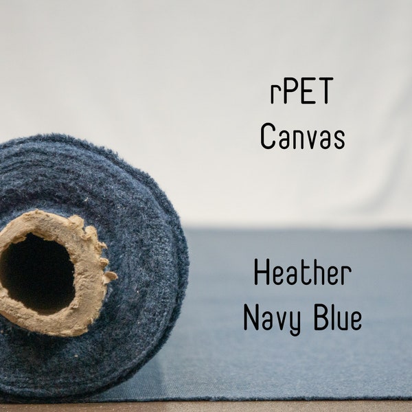 Canvas - Heather Navy Blue - Recycled Polyester & Cotton | Eco-friendly Polyester Made from Recycled Plastic Bottles | Fabric By the Yard