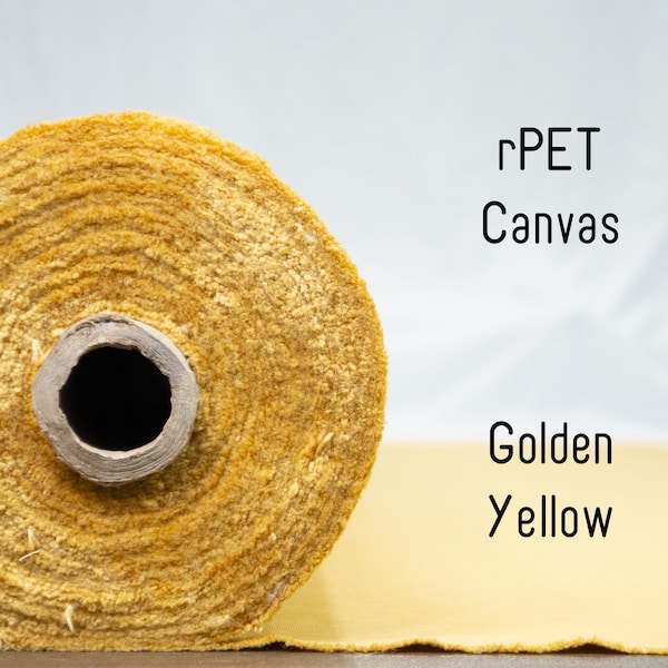 Canvas - Golden Yellow - Recycled Polyester | Eco-friendly Polyester Made from Recycled Plastic Bottles | Fabric By the Yard