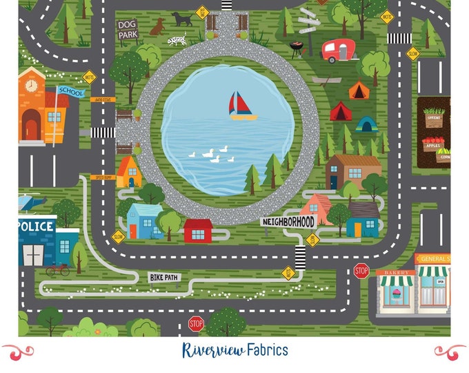 Cars Play Mat Heavyweight Cotton Panel, Beep Beep Collection, Clothworks, 100 Cotton, Kids