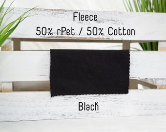 Fleece - Black - Recycled Polyester & Cotton | Eco friendly Fleece Made from Recycled Plastic Bottles | Fabric By the Yard