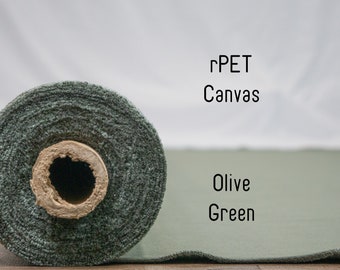 Canvas - Olive Green - Recycled Polyester | Eco-friendly Polyester Made from Recycled Plastic Bottles | Fabric By the Yard
