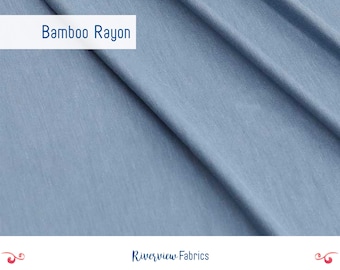 Bamboo Rayon Jersey Knit Fabric By the Yard, Dusty Blue, Fabric Merchants, Apparel Fabric,