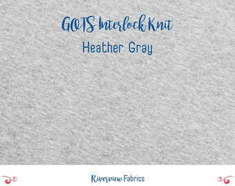 Interlock Knit Fabric by the Yard, Heather Gray, 100% GOTS Certified Organic Cotton, Cloud9 Fabrics, Apparel Fabric