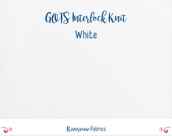 Interlock Knit Fabric by the Yard, White, 100% GOTS Certified Organic Cotton, Cloud9 Fabrics, Apparel Fabric