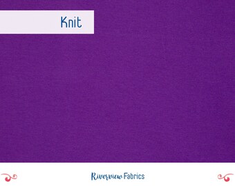 Solid Purple Knit Fabric By the Yard, Wild Violet, Art Gallery Fabrics, 95% Cotton, Stretchy Fabric, Apparel Fabric