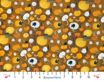 Halloween Fabric by the Yard, Black Cats in Pumpkins, Dear Stella, 100% Quilting Cotton, Fat Quarters