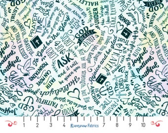 Christian Fabric by the Yard, Timeless Treasures, 100% Quilting Cotton, Fat Quarters, Tossed Christian Words and Symbols