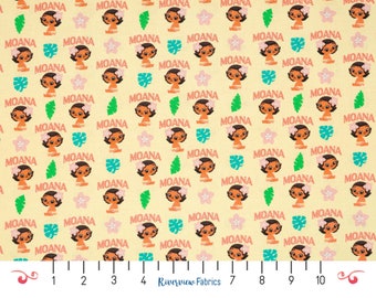 Moana Fabric by the Yard, Baby Moana, Camelot Fabrics, Disney Princess, 100% Quilting Cotton, Fat Quarters