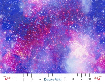 Tela con estampado de galaxia, cortada a medida, azul/morado/rosa, algodón para patchwork, El Universo Oculto, RJR Fabrics