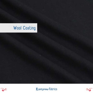 Wool Melton Coating Fabric By the Yard, Black, Fabric Merchants, Heavyweight, Apparel Fabric, Fabric for Peacoats image 1