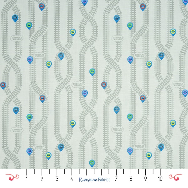 Thomas Train Tracks Fabric by the Yard, Full Steam Ahead, Riley Blake Designs, 100% Quilting Cotton, Fat Quarters, Kids Fabric