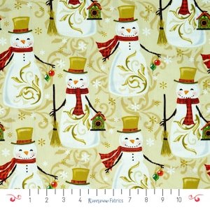 Restos de tecido de boneco de neve, tecido de Natal, algodão para quilting, estampa grande, vendido por MEIA JARDA