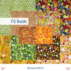 Fall Fabric Fat Quarter Bundle, Gather Together Collection, Camelot Fabrics, 100% Quilting Cotton, Fat Quarters, Pumpkins, Autumn Leaves