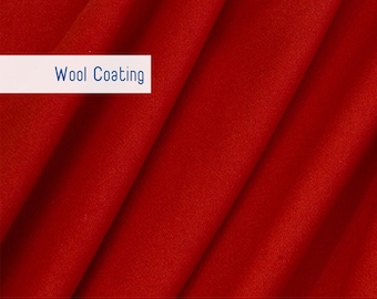 Wool Melton Coating Fabric By the Yard: Red