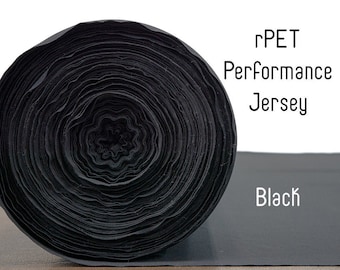 Tejido de punto de jersey de alto rendimiento cortado a medida, negro