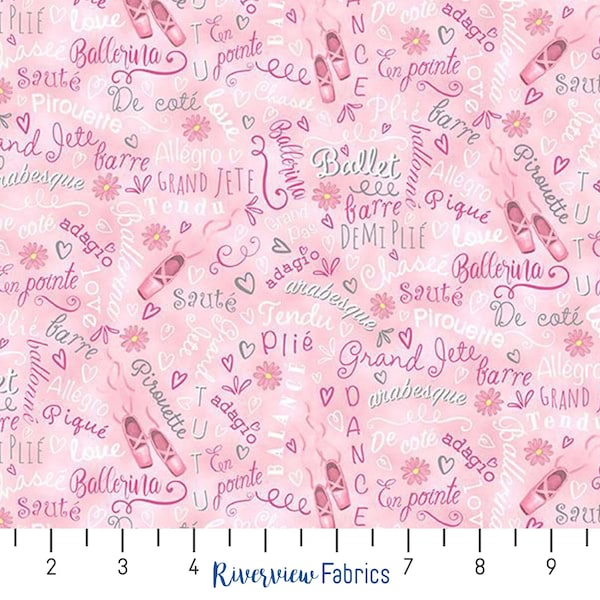 Ballerina Fabric by the Yard, Pink, Dance Fabric, Timeless Treasures, Quilting Cotton, Fat Quarters, Fabric Remnants