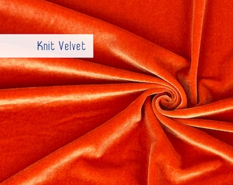 Stretch Velvet Fabric by the Yard, Orange, Fabric Merchants, Apparel Fabric