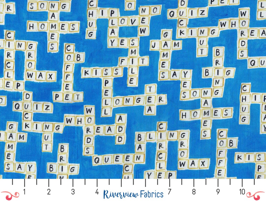 Crossword Puzzle Fabric by the Yard, Word Play, Dear Stella, Quilting