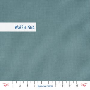 Waffle Knit Fabric By the Yard,  Dusty Blue/Green, Verhees, Apparel Fabric, GOTS Certified Organic Cotton, Stretchy Fabric