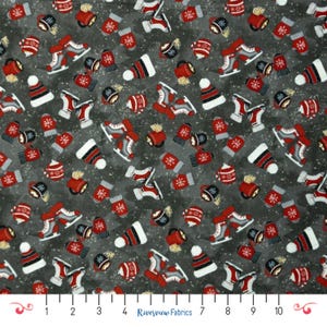 Winter Icons Stoff Meterware: Quilting Baumwolle, Grau