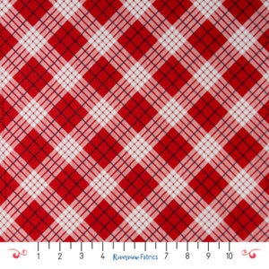 Tessuto a quadri rossi e bianchi tagliato su misura, collezione Bundle Up, Henry Glass, 100% cotone per trapuntatura, Fat Quarters