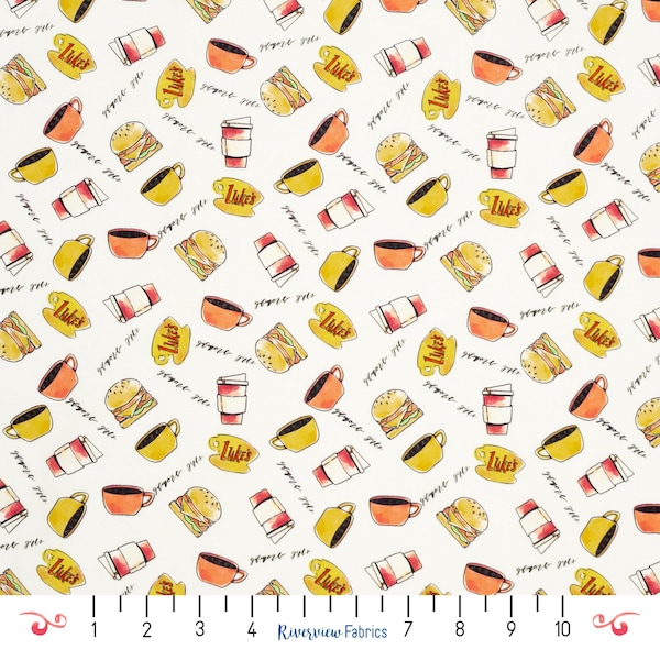 ギルモア・ガールズ ルークのダイナー生地（1ヤードあたり）、キルティングコットン