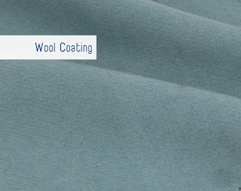 Wool Melton Coating Fabric By the Yard, Light Teal