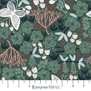 Tissu fleurs et papillons par mètre, tissus Cloud9, collection Stockbridge, coton à courtepointe biologique certifié GOTS, Fat Quarters