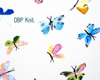 Butterfly Jersey Knit Fabric by the Yard, White, Double Brushed Polyester, Fabric Merchants, Apparel Fabric, Soft, Clothing, DBP