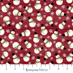 Cascabeles navideños - Muñeco de nieve encrucijada / Benartex / Tela de algodón para acolchado cortada a medida, Fat Quarters
