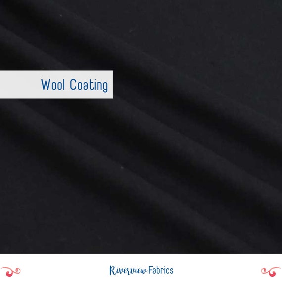 Wool Melton Coating Fabric By the Yard, Black, Fabric Merchants, Heavyweight, Apparel Fabric, Fabric for Peacoats